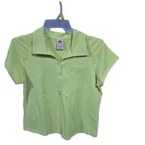 Faded Glory Stretch Light Green Pullover Top Collared